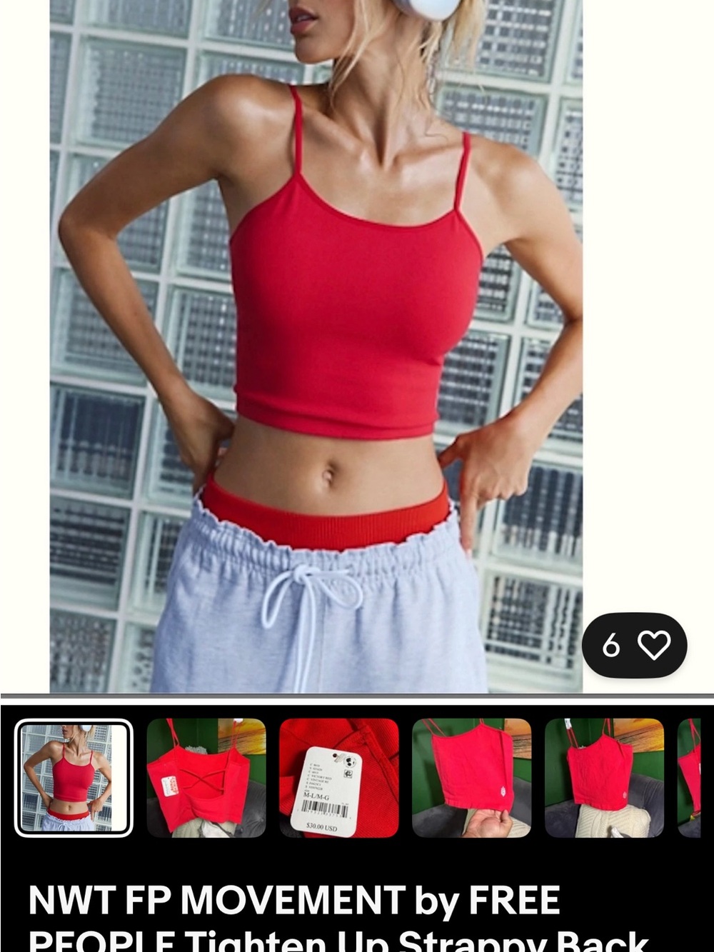 Free people movement tighten up Red Strappy xs/s Cropped Tank Top